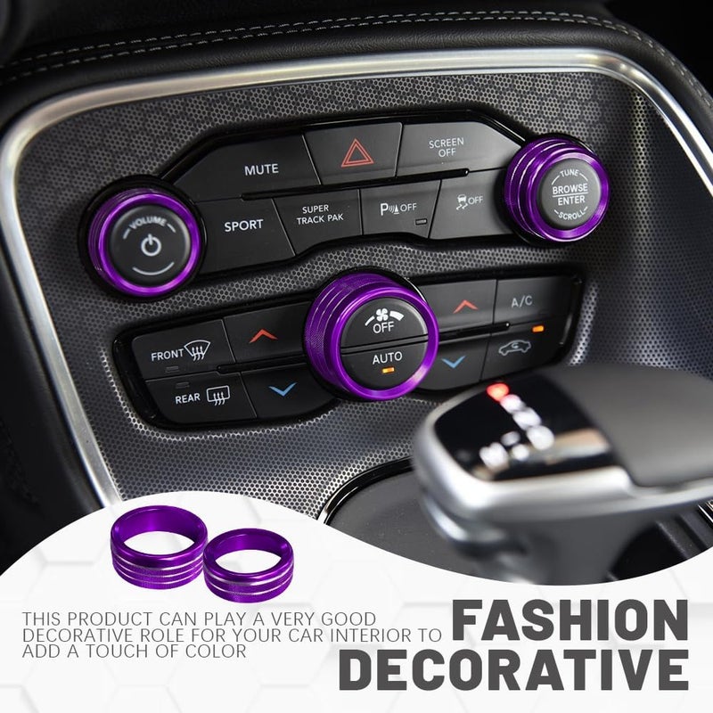 DWARFOO 3PCS Air Conditioner Switch Button Knob Cover, Aluminum Alloy A/C Decal Trim Rings, Car Interior Decor Accessories AC Climate Control Knob Outer Ring Replacement for Dodge Challenger Durango 2015-2022 - Image 5